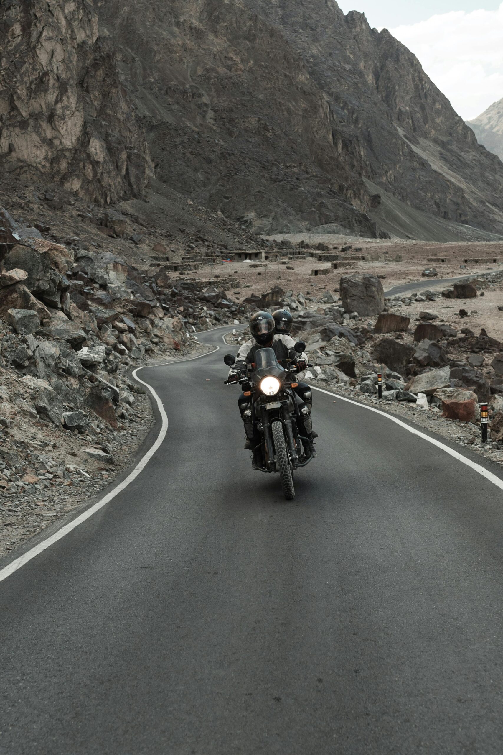 Stark mountain tracks cutting through the arid canyons of the Nubra region