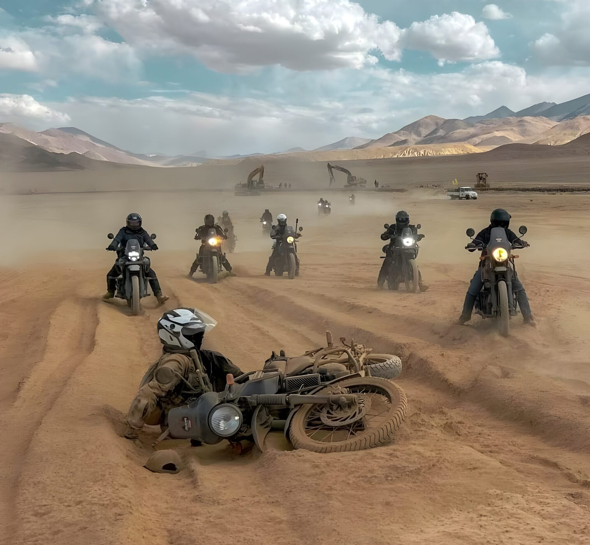 Motorcycling through Ladakh high altitude terrain