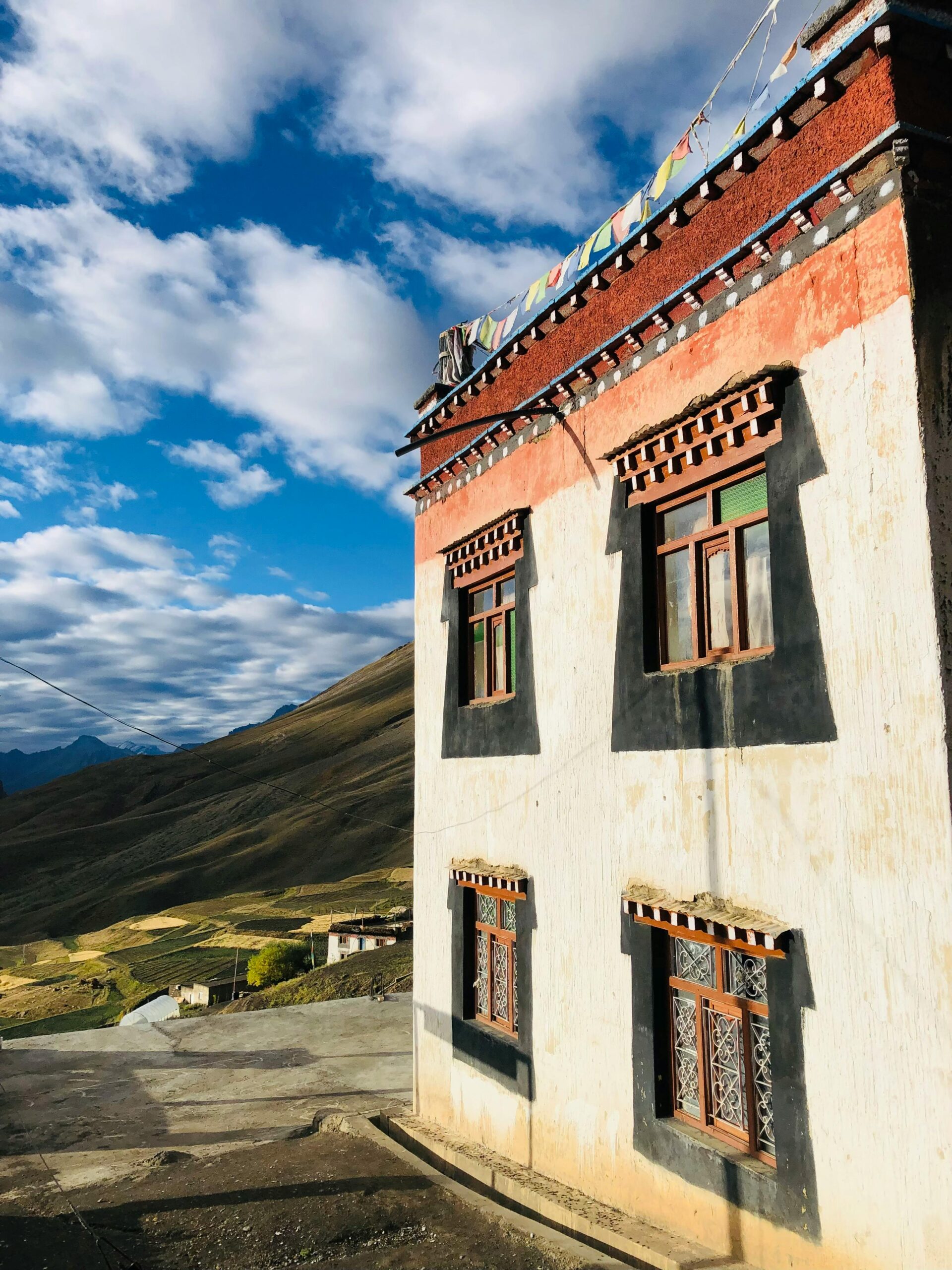 Riding a motorcycle on rough Spiti Valley terrain